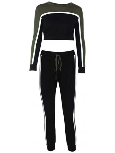Sets Tracksuit Sweatshirt Pants Sets Women 2Pcs Sports Long Sleeve Casual Suit - Army Green - CT18I2H8H25 $35.38