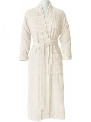Robes Pleated Bathrobe- Small/Medium- Ivory - Ivory - C211FEFYGXZ $82.50
