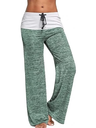 Bottoms Women Sport Casual Drawstring Sleep Pajama Pants Wide Leg Palazzo Pants - Green - C619C773IIL $35.12