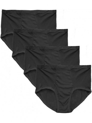 Briefs Big Men's Cotton Briefs Underwear 4-Pack - Black 4-pack - C611THHR28R $78.12
