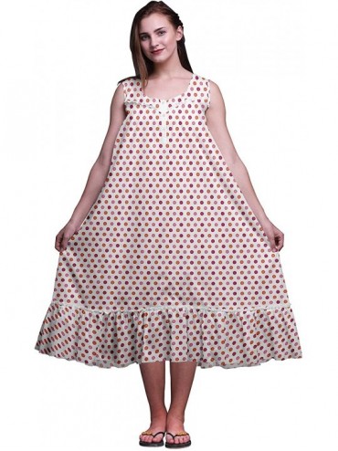 Nightgowns & Sleepshirts Sleeveless Cotton Nightgowns for Women Printed Mid-Calf Length Sleepwear - White3 - C418TTYY8H8 $77.32