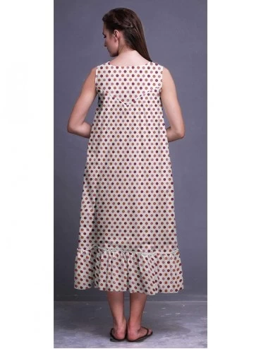 Nightgowns & Sleepshirts Sleeveless Cotton Nightgowns for Women Printed Mid-Calf Length Sleepwear - White3 - C418TTYY8H8 $36.49