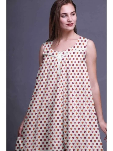 Nightgowns & Sleepshirts Sleeveless Cotton Nightgowns for Women Printed Mid-Calf Length Sleepwear - White3 - C418TTYY8H8 $36.49