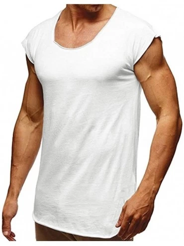 Thermal Underwear Fashion T Shirt Men Summer V Neck Casual Top Slim Short Sleeve Blouse - D White - CN18OLX5K3U $18.30