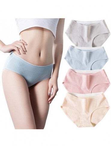 Panties Womens Underwear Cotton Lingerie for Female Panty Pack and Briefs Ladies Seamless Hipster Undies - Pink+skin+grey+blu...