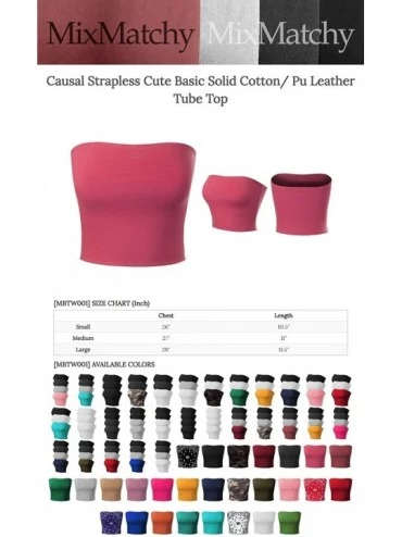 Camisoles & Tanks Women's Causal Strapless Cute Basic Solid SexyTube Top - Red Bandana Print - CG193465MMQ $16.44