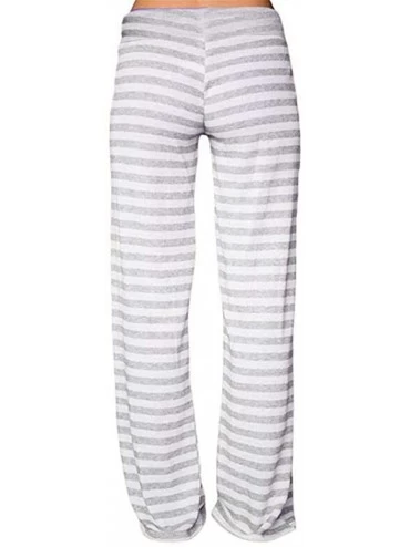 Bottoms Women Plus Size Pajama Pants Striped Wide Leg Drawstring High Waist Palazzo Yoga Pants - A Gray - CF194R6RU6W $10.98