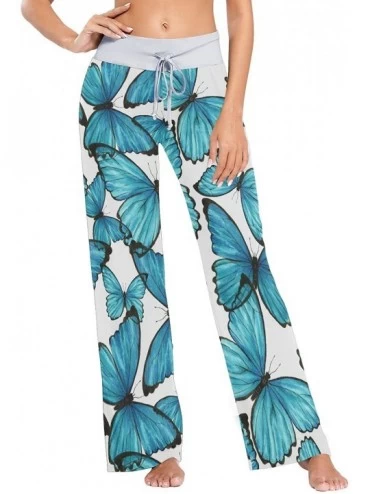 Bottoms Insect Butterfly Pattern Women Loose Palazzo Casual Drawstring Sleepwear Print Yoga Pants - CP19D8UX88H $42.80
