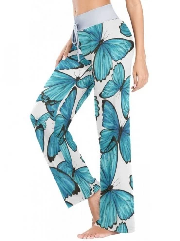 Bottoms Insect Butterfly Pattern Women Loose Palazzo Casual Drawstring Sleepwear Print Yoga Pants - CP19D8UX88H $21.12