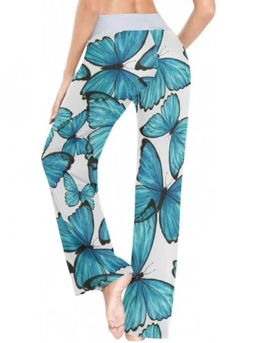 Bottoms Insect Butterfly Pattern Women Loose Palazzo Casual Drawstring Sleepwear Print Yoga Pants - CP19D8UX88H $21.12