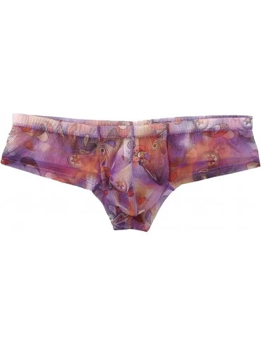 G-Strings & Thongs Men's Sheer Underwear G-String Thong Sissy Bulge Pouch Panties Transparent Briefs Lingerie - Purple Type a...