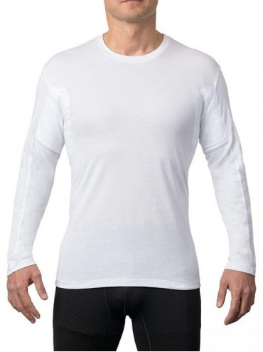 Undershirts Sweatproof Long Sleeve Shirt for Men with Underarm Sweat Pads (Fitted- Crew Neck) - C2197CLN0YY $77.26