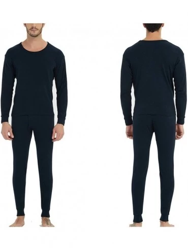 Thermal Underwear Men Thermal Underwear Suit Cotton Round Collar Winter Long Suits - 8815light Gray - CV192R8UYY8 $32.70