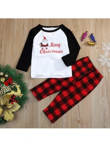 Sets Family Matching 2 PCS Santa Claus Print Christmas Pajamas Sets Merry Christmas Classic Plaid Xmas Pajama Set Toddlers' -...
