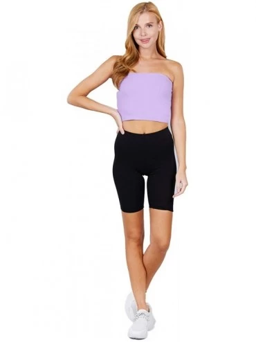 Camisoles & Tanks Womens Fitted Solid Cotton Spandex Layered Crop Tube Top - Sweet Lilac - CN19G5N9QIG $10.16