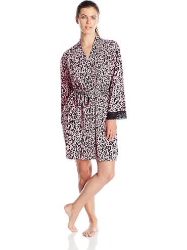Robes Women's Printed Short Robe - Heart Leopard - CB12817PX61 $72.87
