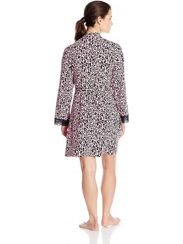 Robes Women's Printed Short Robe - Heart Leopard - CB12817PX61 $35.12