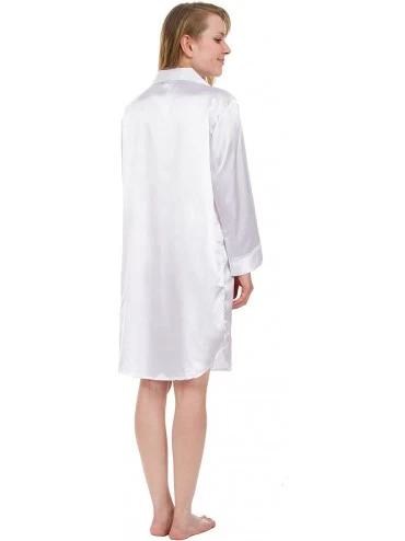 Nightgowns & Sleepshirts Women's Lounge Nightshirt- Boyfriend Style Sleep Gown- Button Down Night Shirt - White - CE1822SYDO4...
