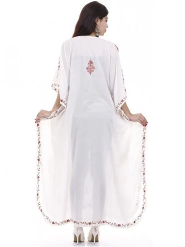 Nightgowns & Sleepshirts Cotton Kashmiri Aari Work Designer Kaftan Maxi Dress Beachwear Cover Up - Multi-162 - CR18M4XHCIG $3...