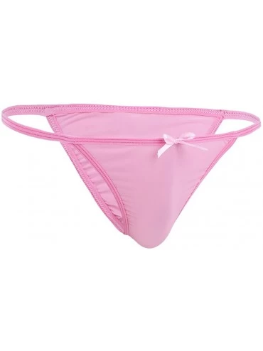 Bikinis Men's Panties Tanga Underwear Lingerie Bikini Briefs with Bowknot - Pink - CR17YZQD2SG $11.83