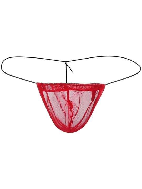G-Strings & Thongs Brief Mens Sexy Cooling Mesh Thong Mini Bikinis Underwear Elastic G-Strings & Thongs - Red - CF18WZQ4DNI $...