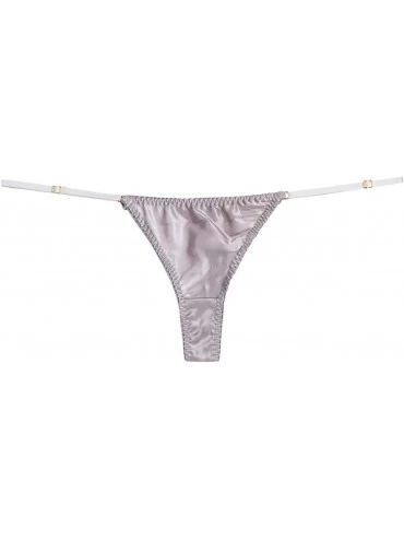 Panties Women Silky String Thong Comfort T-Back Panties with Adjustable Waistband - Grey - C9194HYHAMD $20.02