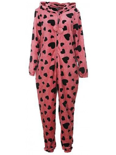 Onesies Winter Warm Pyjamas Women Cozy Hooded Jumpsuits Print Pajamas Homewear - Red - CL18LH8ZYAK $79.37