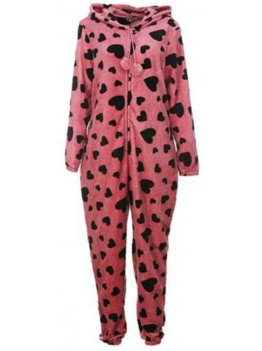 Onesies Winter Warm Pyjamas Women Cozy Hooded Jumpsuits Print Pajamas Homewear - Red - CL18LH8ZYAK $70.66