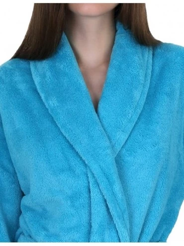 Robes Women's Super Soft Plush Bathrobe Fleece Spa Robe Made in Turkey - Peacock Blue - C611MYHJKX7 $33.42