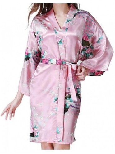 Tops Women's Floral Half Sleeve Mid-Length Kimono Comfy Sleepwear Soft Pj - 5 - CQ19876O9R2 $14.37