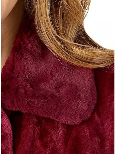 Robes Ladies 24"/61cm Luxury 380GSM Soft Thick Fleece Collared Bed Jacket - Dark Pink - CW18ZG4OL7S $40.31