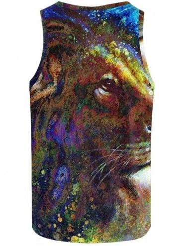 Undershirts Men's Muscle Gym Workout Training Sleeveless Tank Top Lion Against Stormy Sky - Multi4 - CZ19D0L7HA6 $23.25