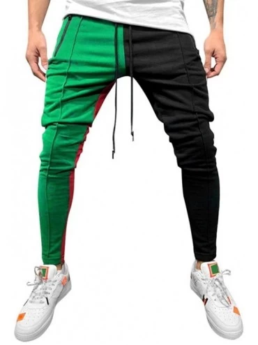Boxer Briefs 2019 Men's Casual Solid Loose Patchwork Color Sweatpant Trousers Jogger Pant - Green - CH18NT0GA7W $37.13