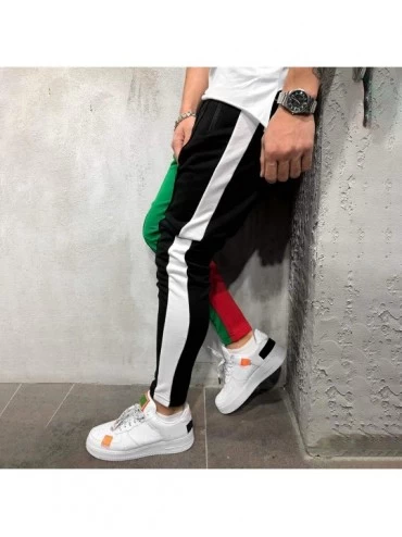 Boxer Briefs 2019 Men's Casual Solid Loose Patchwork Color Sweatpant Trousers Jogger Pant - Green - CH18NT0GA7W $19.31