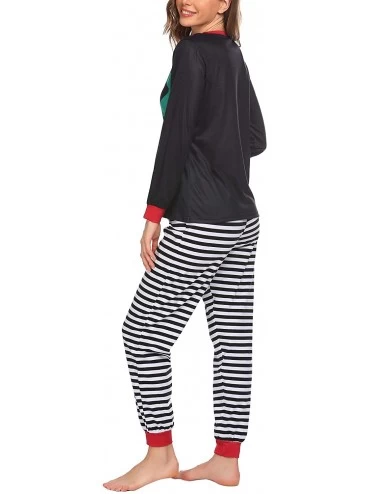 Sets Christmas Pajamas for Women Matching Long Sleeve Pjs Set Contrast Color Sleepwear Lounge Set - Novelty-black - CC18YS8IC...