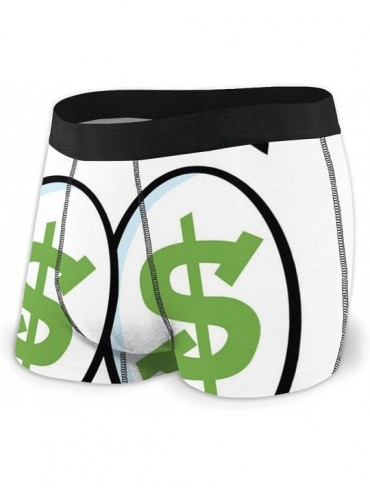 Boxer Briefs Men's Boxer Briefs-Green Dollar Signs in Big Cartoon Eyes Greed for Money Penny Pincher-M - CI18AQXSW3T $20.88