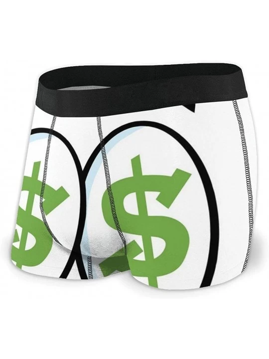 Boxer Briefs Men's Boxer Briefs-Green Dollar Signs in Big Cartoon Eyes Greed for Money Penny Pincher-M - CI18AQXSW3T $20.88