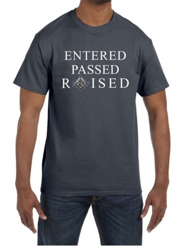 Undershirts Entered Passed Raised Masonic Men's Crewneck T-Shirt - Charcoal - CF186H4RWI6 $44.08