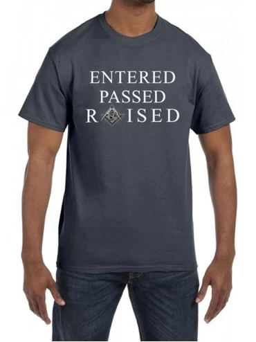 Undershirts Entered Passed Raised Masonic Men's Crewneck T-Shirt - Charcoal - CF186H4RWI6 $16.16