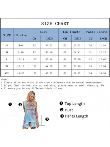 Sets Women's Sleeveless Pajamas Set Tie Dye Print Tank with Ruffles Shorts Loungewear - Blue - CJ19CK4LGU7 $52.85