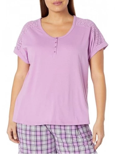 Tops Women's Pajama Lounge Top Short Sleeve T-Shirt Pj - Red Violet - CK18366X66X $33.78
