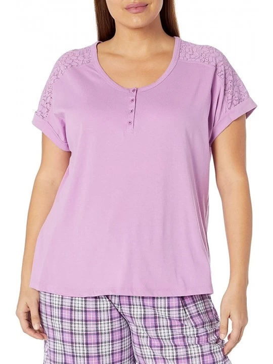 Tops Women's Pajama Lounge Top Short Sleeve T-Shirt Pj - Red Violet - CK18366X66X $21.46