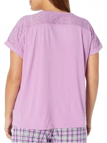 Tops Women's Pajama Lounge Top Short Sleeve T-Shirt Pj - Red Violet - CK18366X66X $21.46