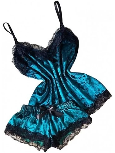 Nightgowns & Sleepshirts Cami Top Pajama Sets for Women-Sexy Satin Lingerie Bowknot Lace Trim Soft Sleepwear- Babydoll Teddy ...