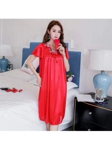 Accessories Fashion Women Home Summer Sexy Lady Dress Nightdress Short Sleeve Lovely Pajamas - Red - C81992OAL7L $20.09