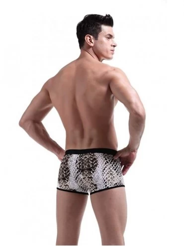 Briefs Mens Camouflage Boxer Briefs Slim Low Waist Pants U Convex Underwear - Snake Skin - CU18YN7E879 $9.49