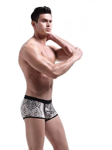 Briefs Mens Camouflage Boxer Briefs Slim Low Waist Pants U Convex Underwear - Snake Skin - CU18YN7E879 $9.49