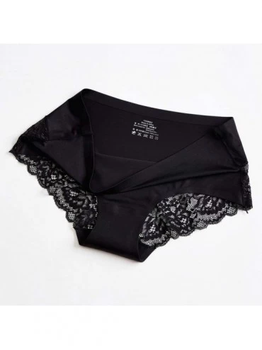 Panties Womens Bikini Panties Seamless Underwear- Soft Stretch Cheekini Hipster Briefs Thong Panties Underpants - Black - CZ1...