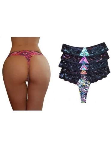 Panties Sexy Printed lace Trim Cotton Hipsters boy Shorts Pack of 6 Different Zebra Colors - Seamless Thong - C618HYSAM9C $13.69