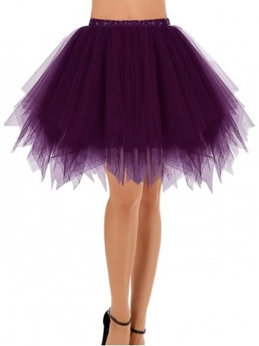 Baby Dolls & Chemises Women's Halloween Tutu Skirt 50s Vintage Ballet Bubble Dance Skirts for Cosplay Party - Grape - CZ18GQQ...
